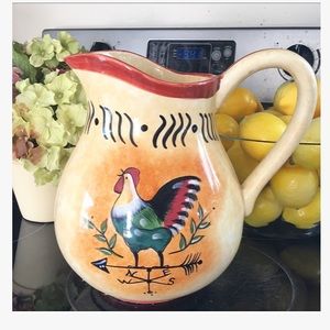 Country Kitchen Ceramic Rooster Pitcher / Milk Jug